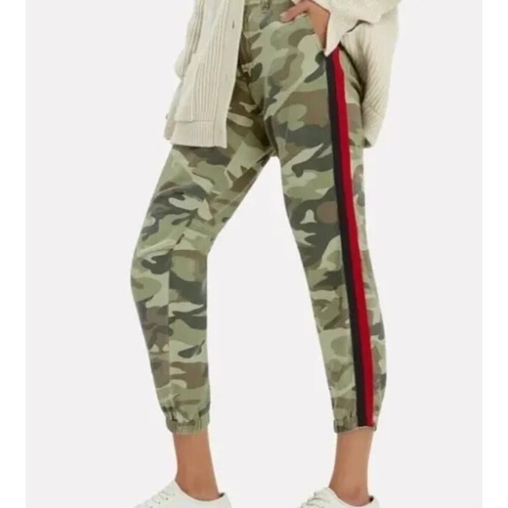 Mother Pants Green Zip Misfit Double Time Camouflage Stripe Size 27 A001962